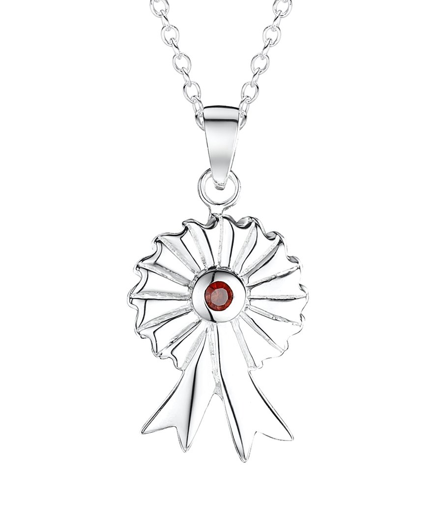 jo for girls sterling silver rosette pendant with red cz