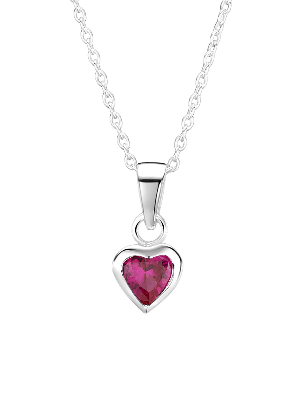 jo for girls sterling silver ruby cubic zirconia heart pendant