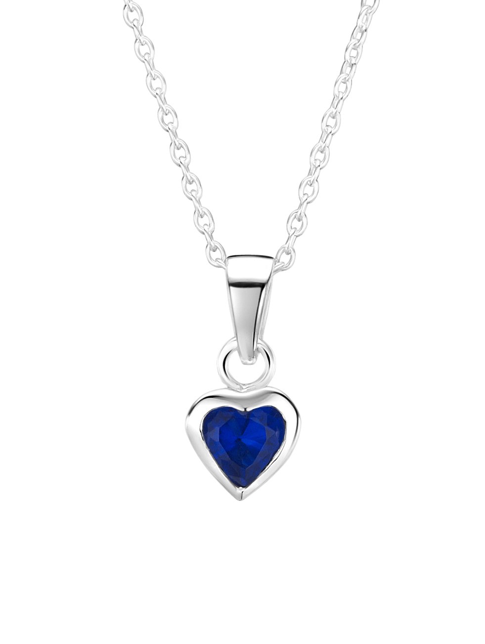 jo for girls sterling silver sapphire cz heart pendant