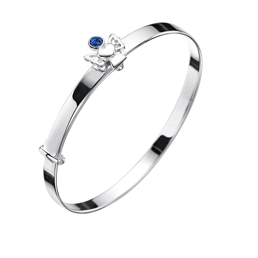 jo for girls sterling silver september birthstone angel bangle