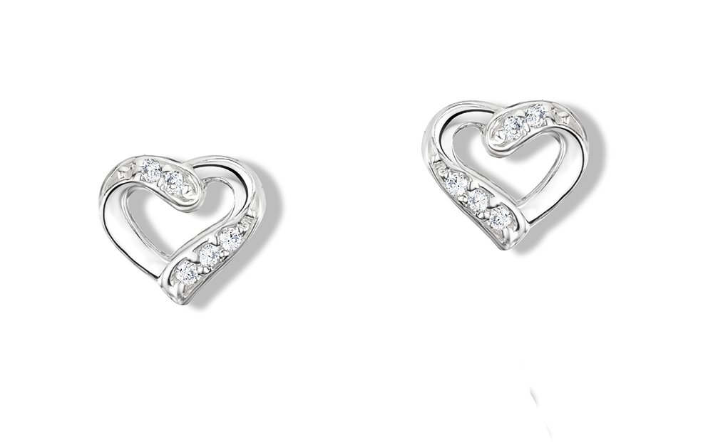 jo for girls sterling silver sparkly heart stud earrings