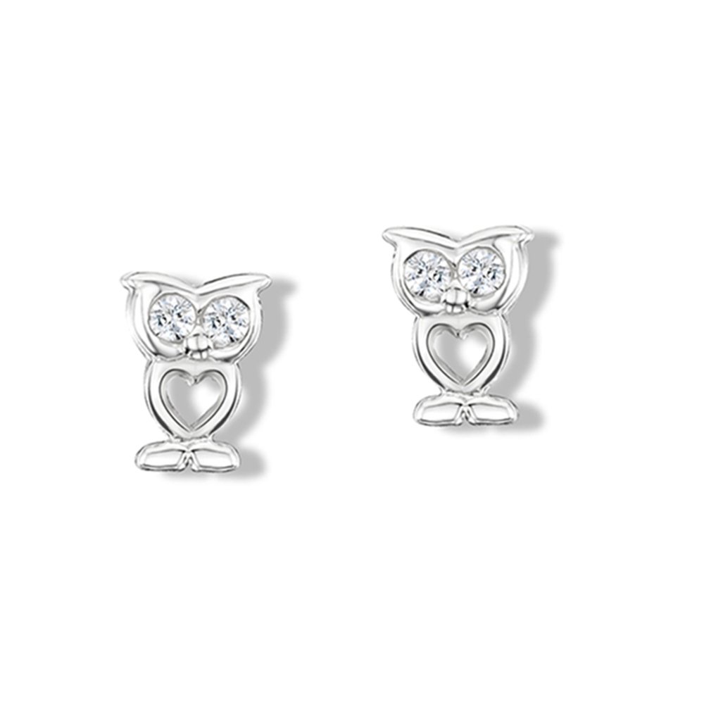 jo for girls sterling silver sparkly owl stud earrings