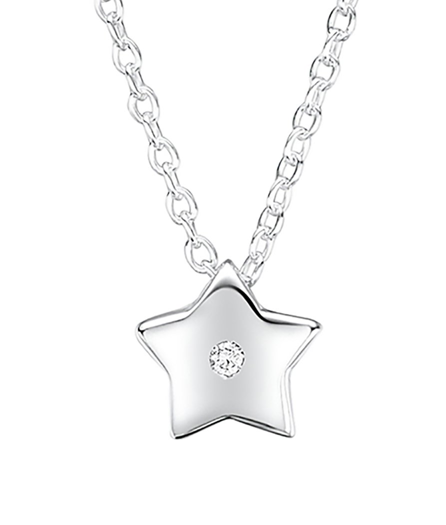 jo for girls sterling silver star and diamond pendant