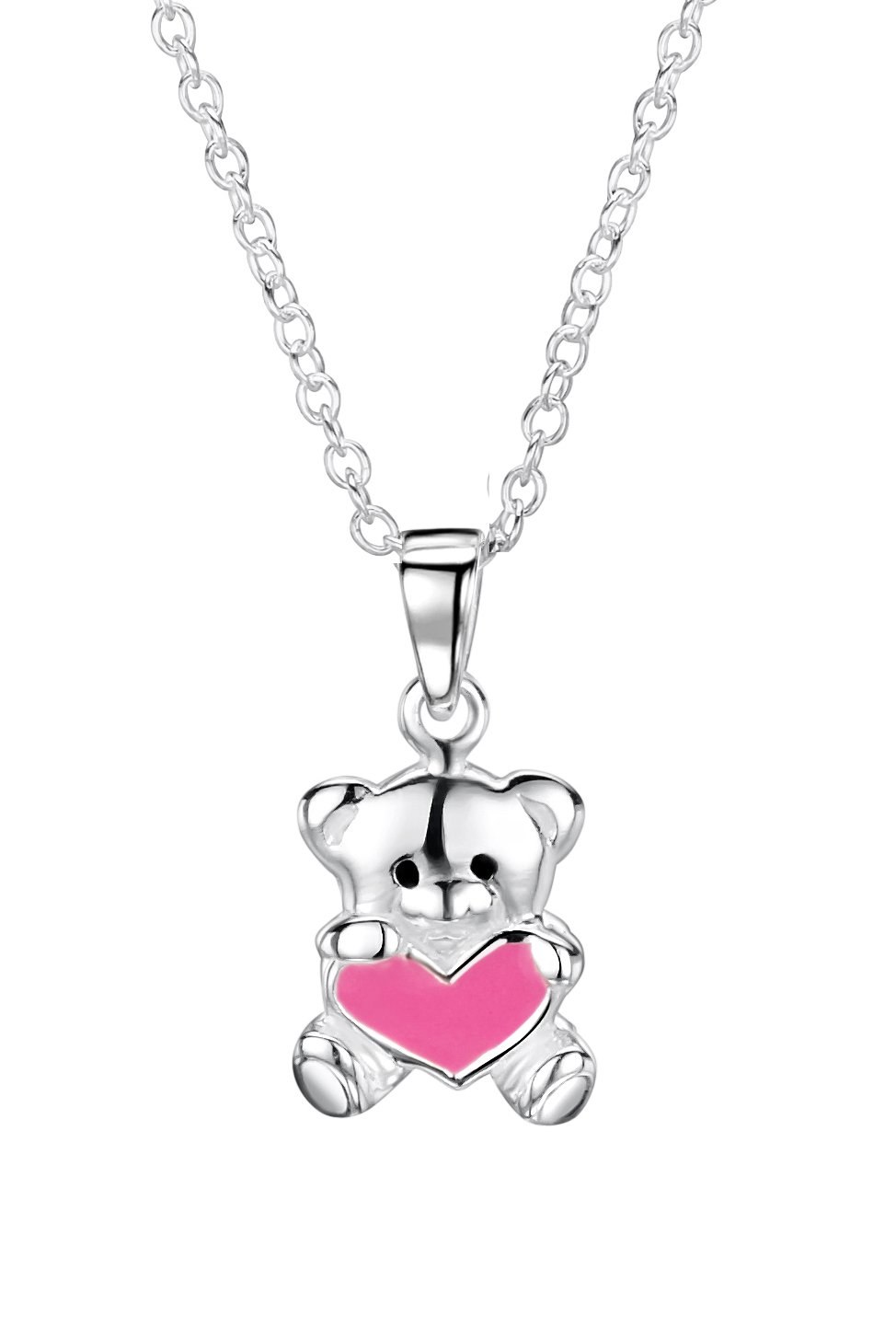 jo for girls sterling silver teddy bear with pink heart