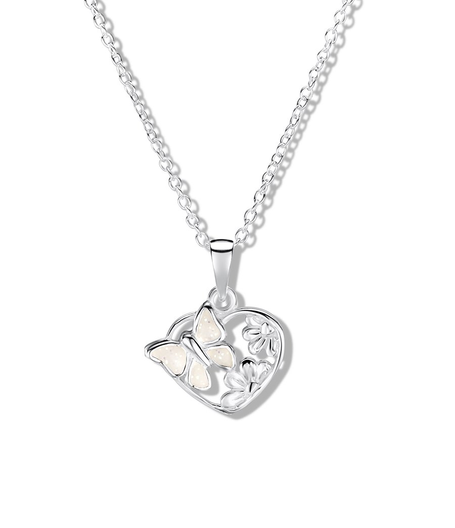 jo for girls sterling silver white butterfly pendant