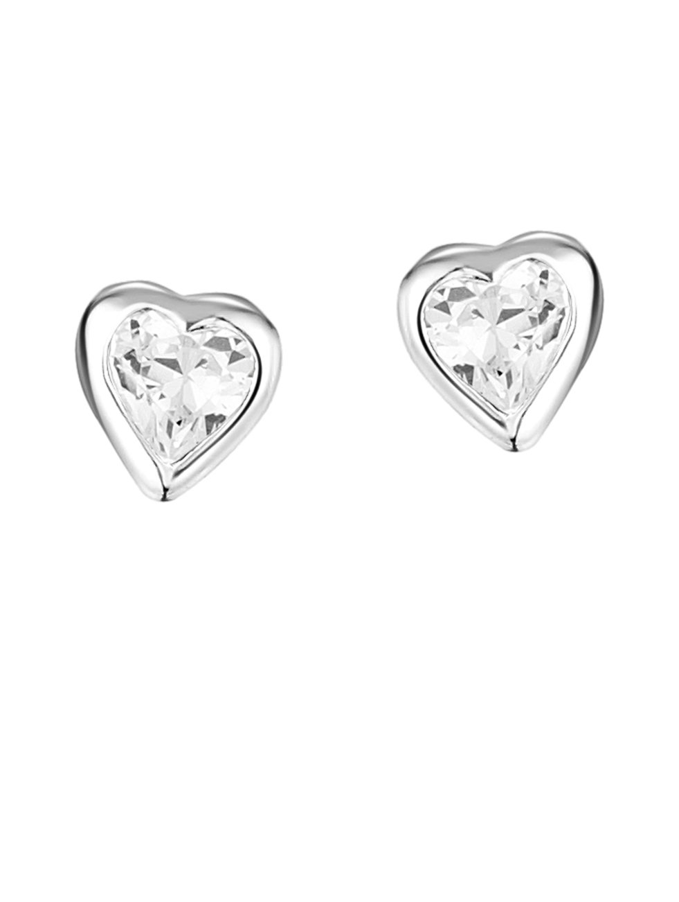 jo for girls sterling silver white cz heart stud earrings