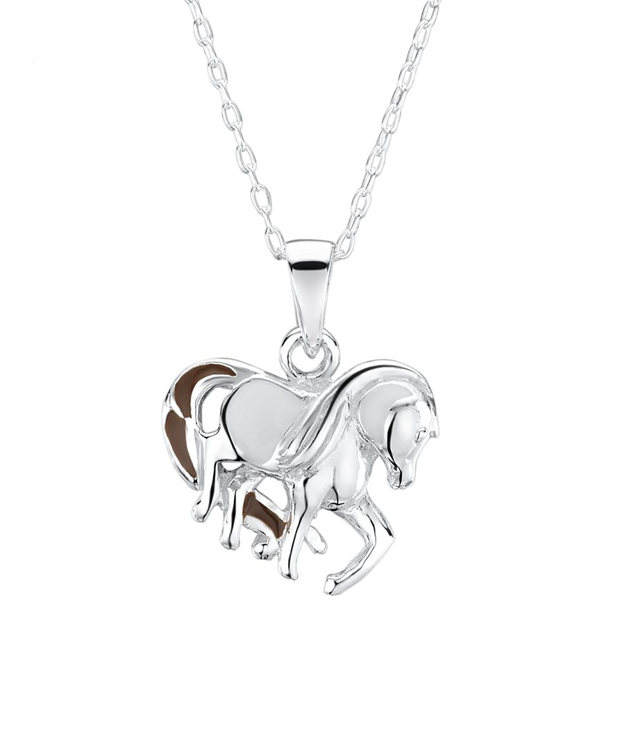 jo for girls sterling silver with white enamel horse pendant