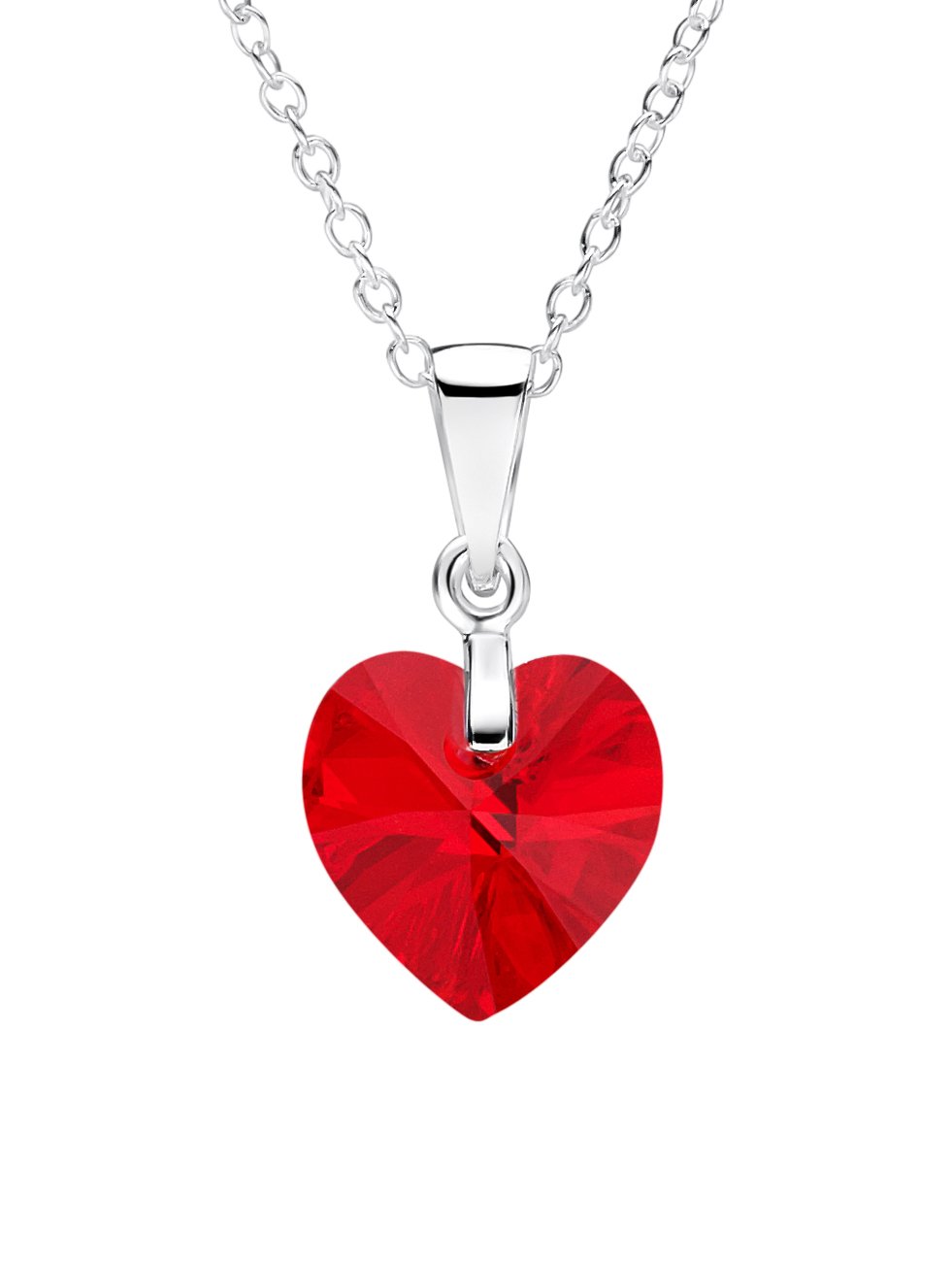 jo for girls swarovski red crystal heart silver pendant