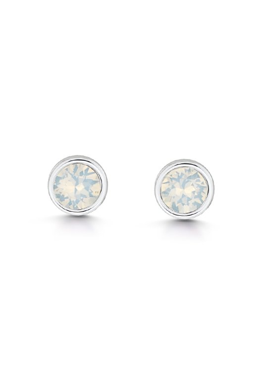 jo for girls white opal swarovski crystal silver earrings