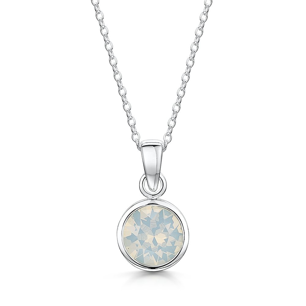 jo for girls white opal swarovski crystal silver pendant