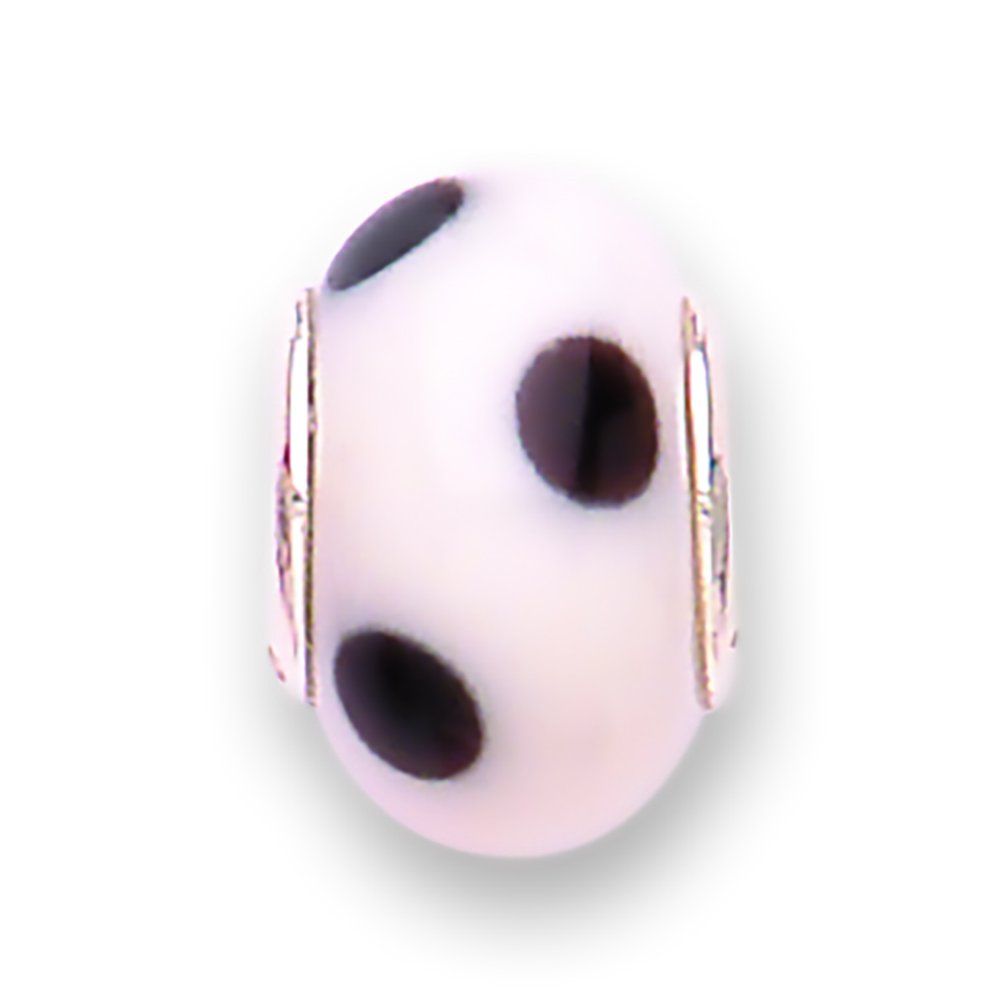 jo for girls black dots white murano glass bead