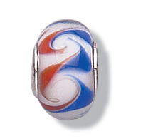 jo for girls blue/red swirls on white murano glass