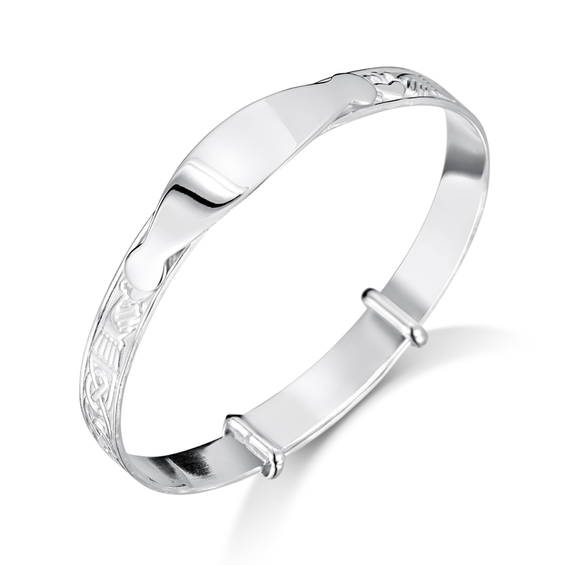 jo for girls claddagh christening bangle ID plate