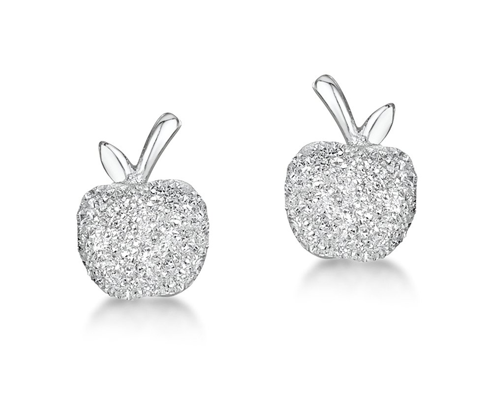 jo for girls cz apple earrings in sterling silver