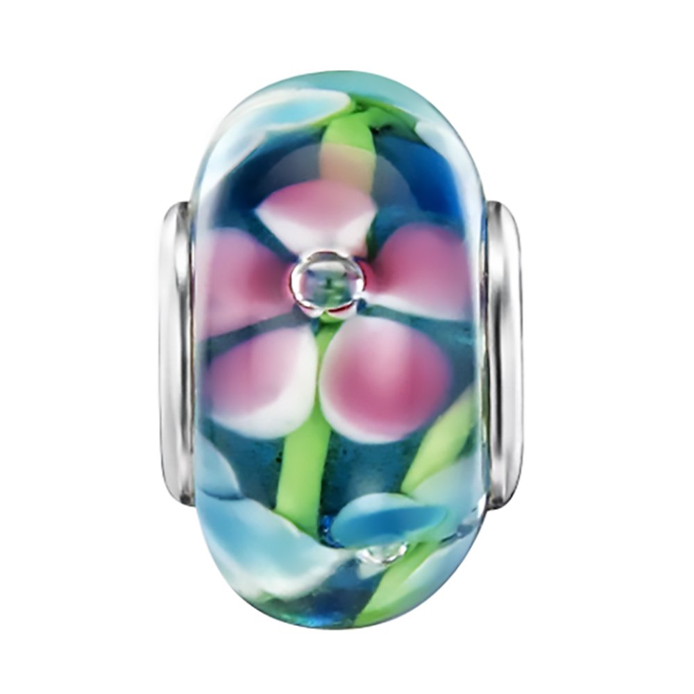 jo for girls flower pattern murano glass bead
