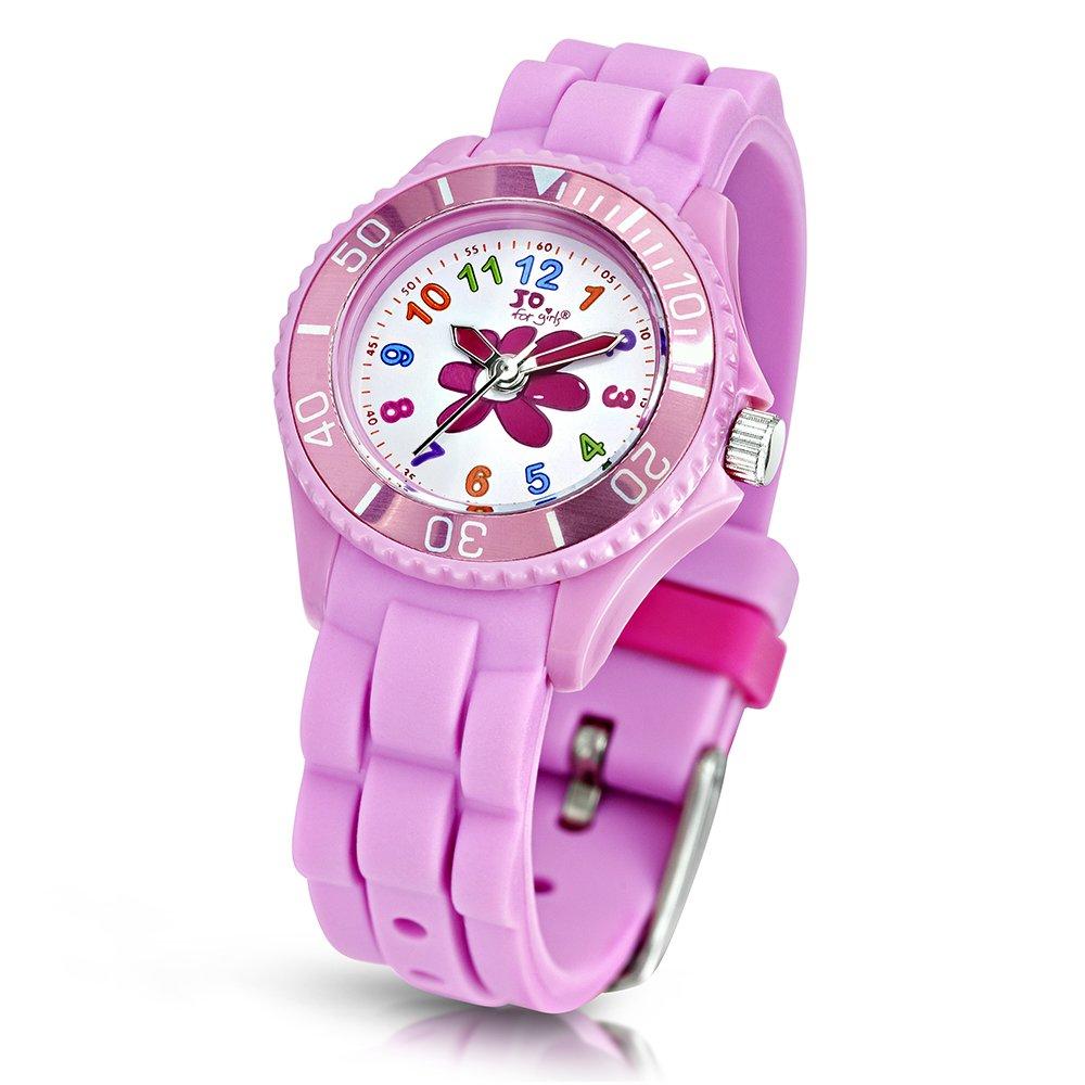jo for girls flower watch with pink silicone strap