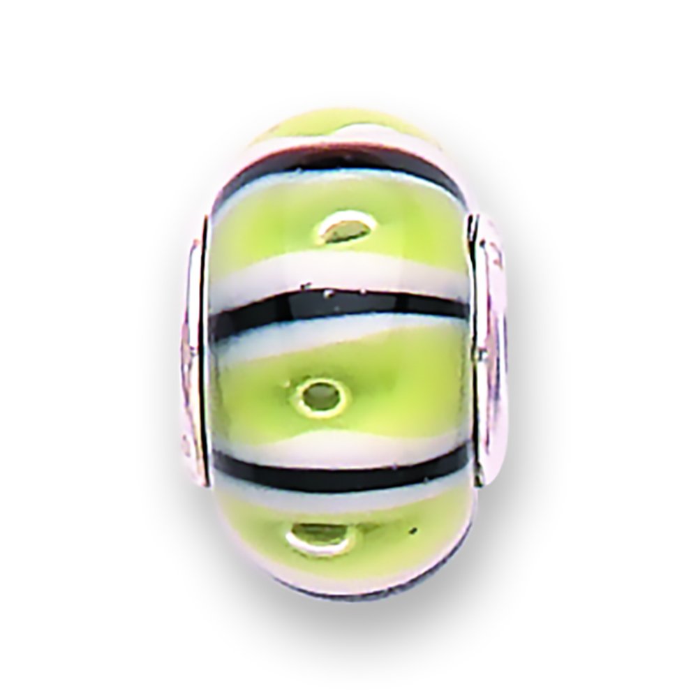 jo for girls green white black murano glass bead