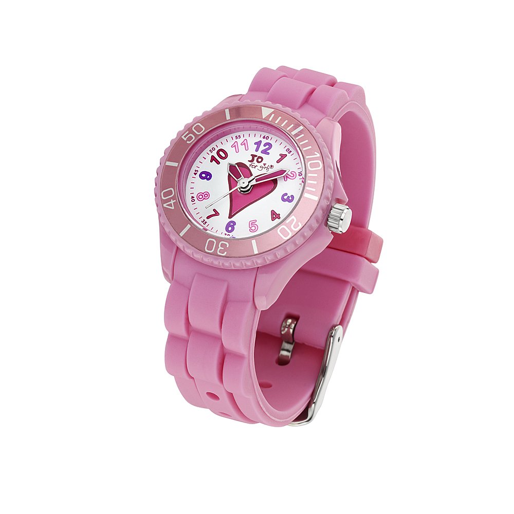 jo for girls heart watch with pink silicone strap