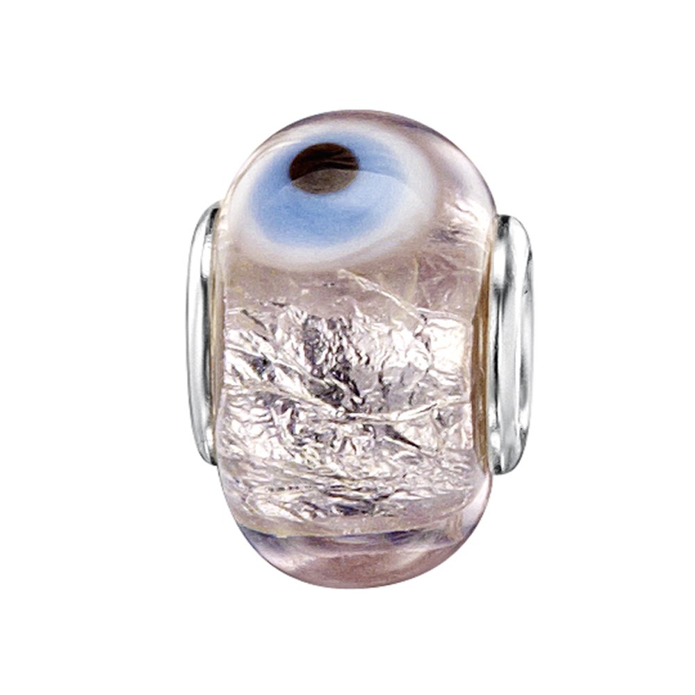 jo for girls pale pink glass bead with blue dot