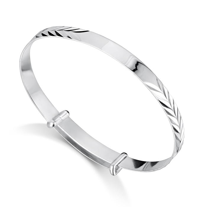 jo for girls patterned christening bangle ID plate