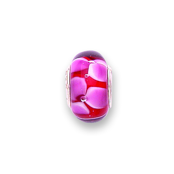 jo for girls pink pattern/red murano glass bead