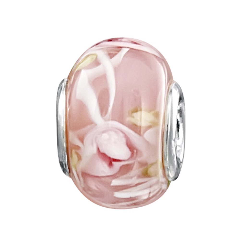 jo for girls pink rose and leaves/pink lace bead