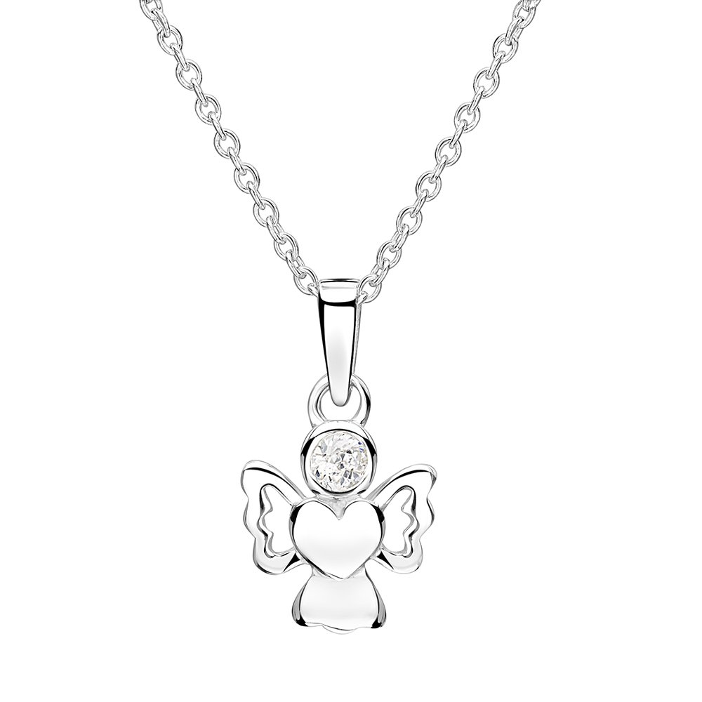 jo for girls silver april birthstone angel pendant