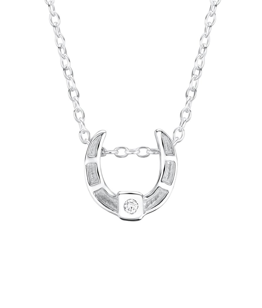 jo for girls silver horseshoe with diamond pendant
