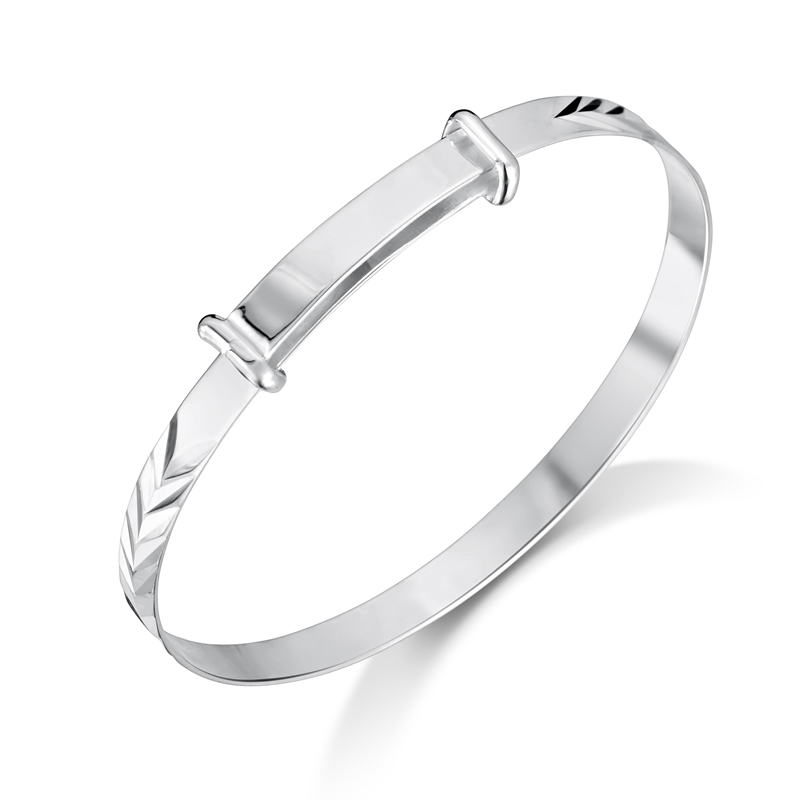 jo for girls silver patterned christening bangle