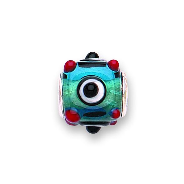 jo for girls square aqua murano glass/black dots