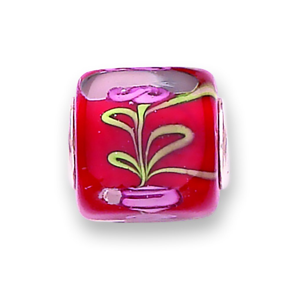 jo for girls square murano glass bead with flower