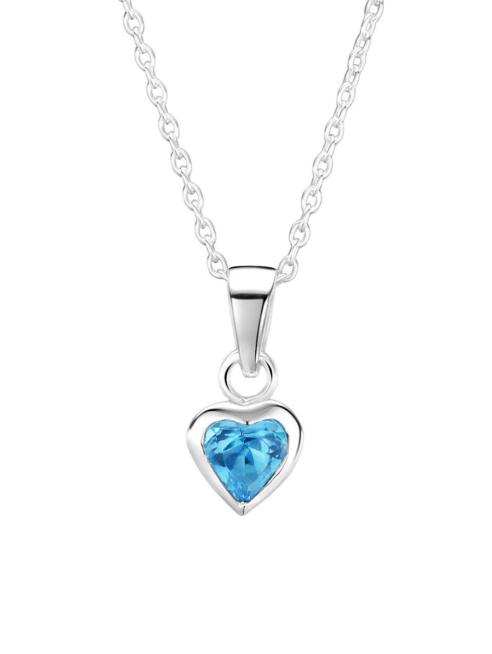 jo for girls sterling silver blue cz heart pendant