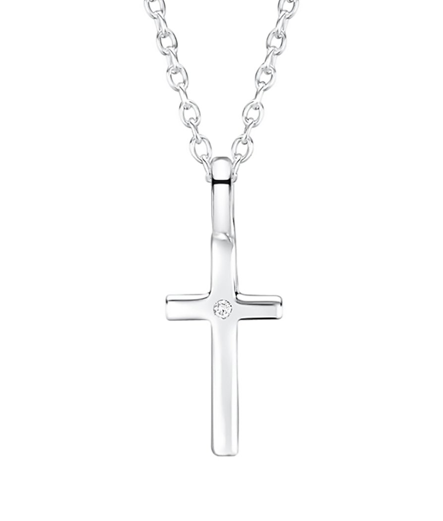 jo for girls sterling silver cross & diamond pendant