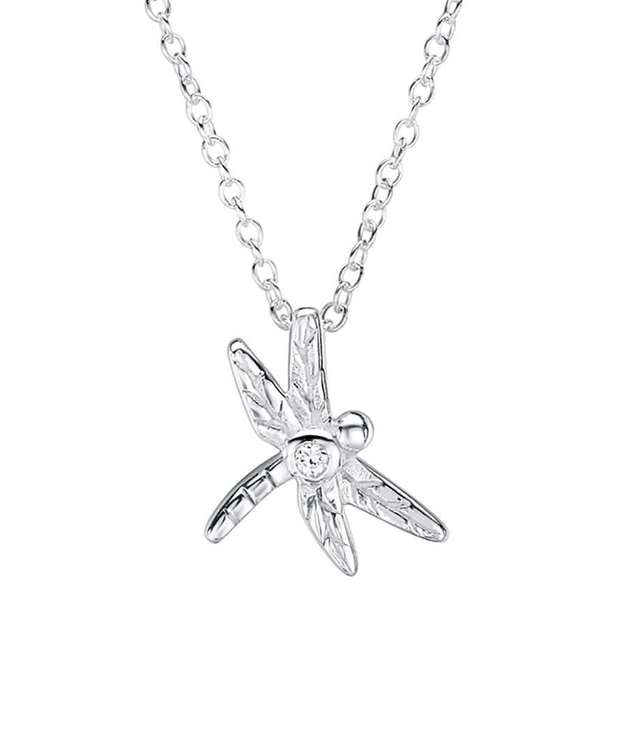 jo for girls sterling silver cz dragonfly pendant