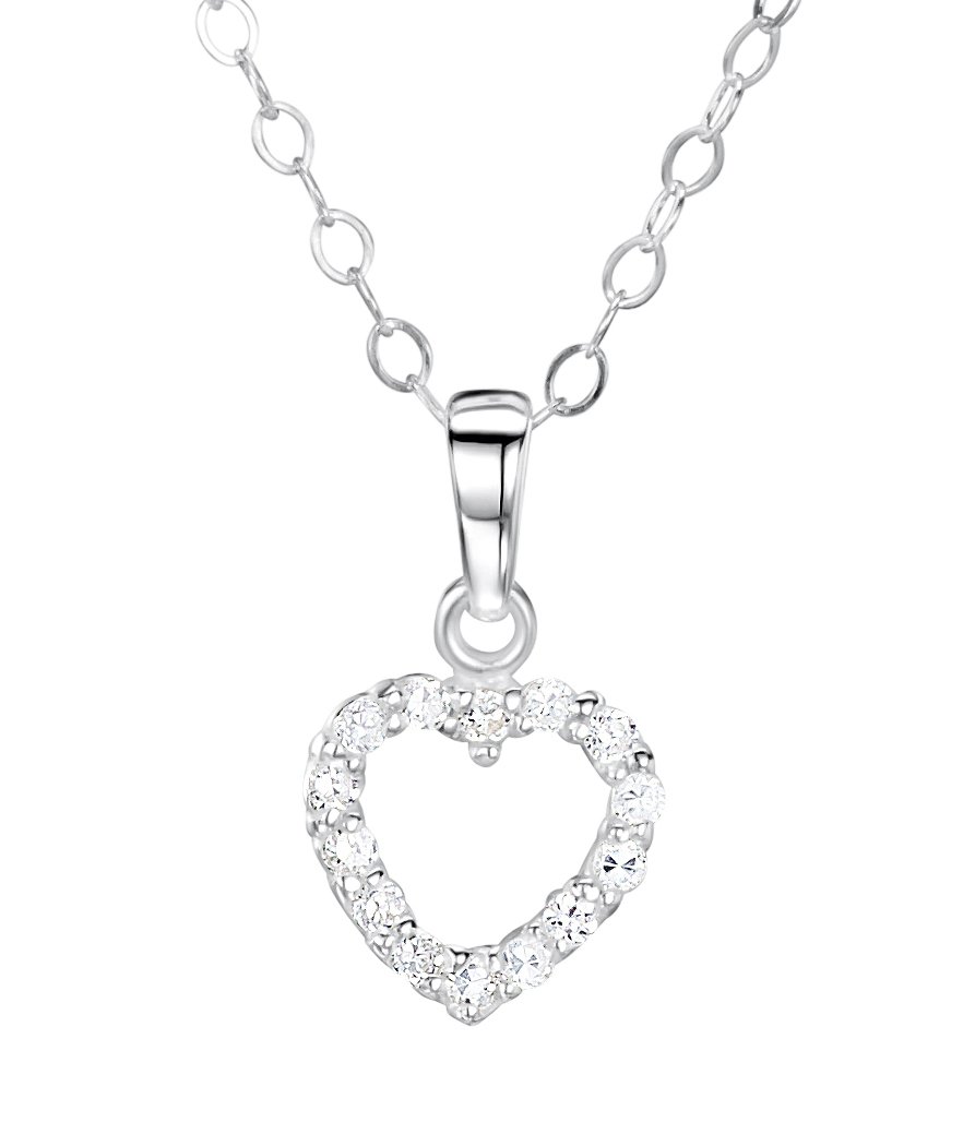jo for girls sterling silver cz open heart pendant