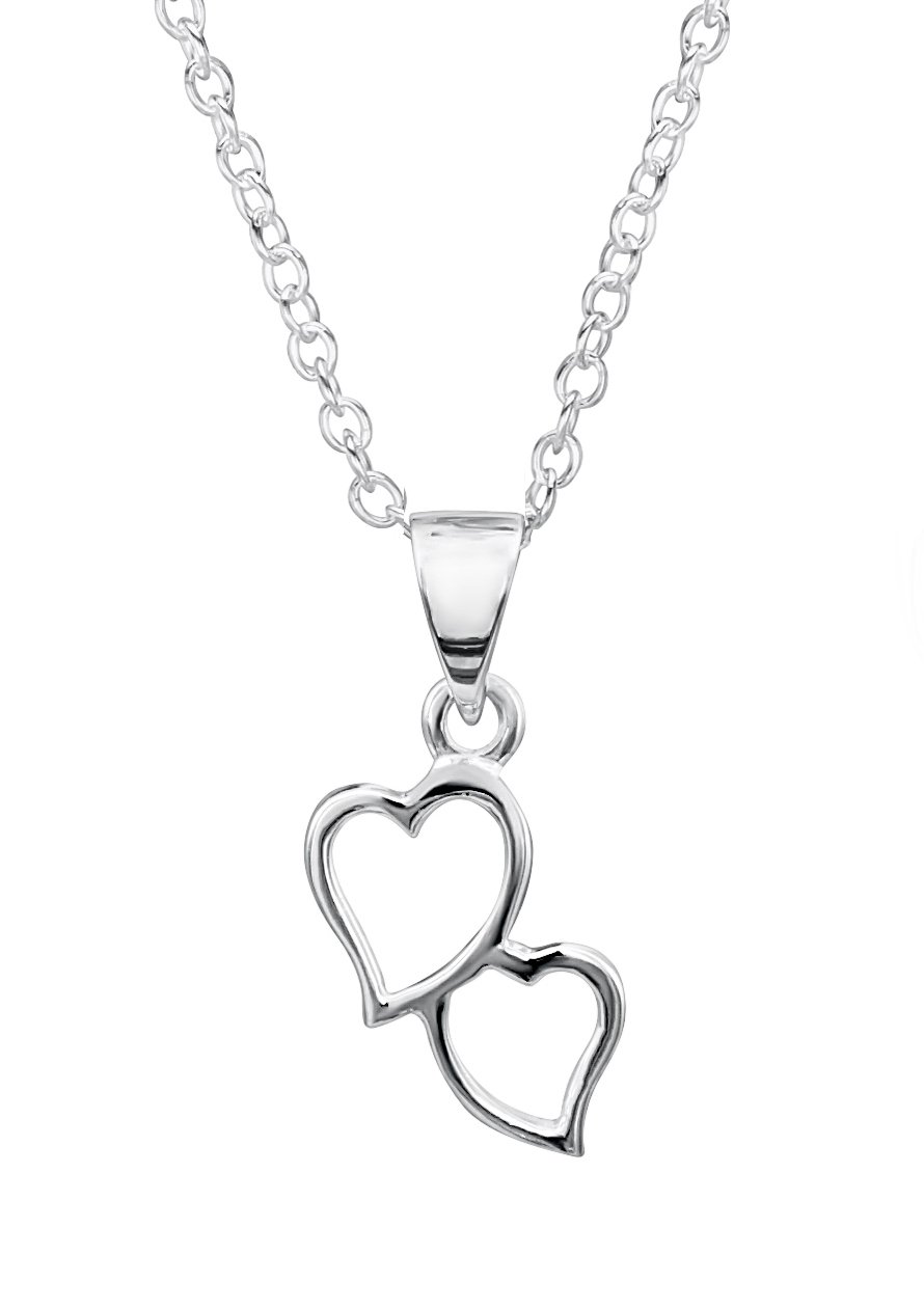 jo for girls sterling silver double heart pendant