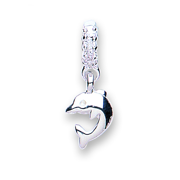 jo for girls sterling silver drop dolphin cz bead