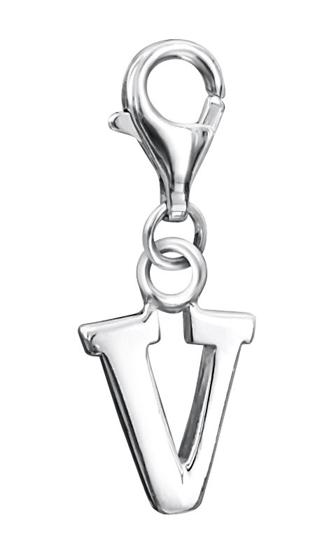 jo for girls sterling silver letter 'V' charm