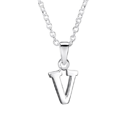 jo for girls sterling silver letter 'V' pendant