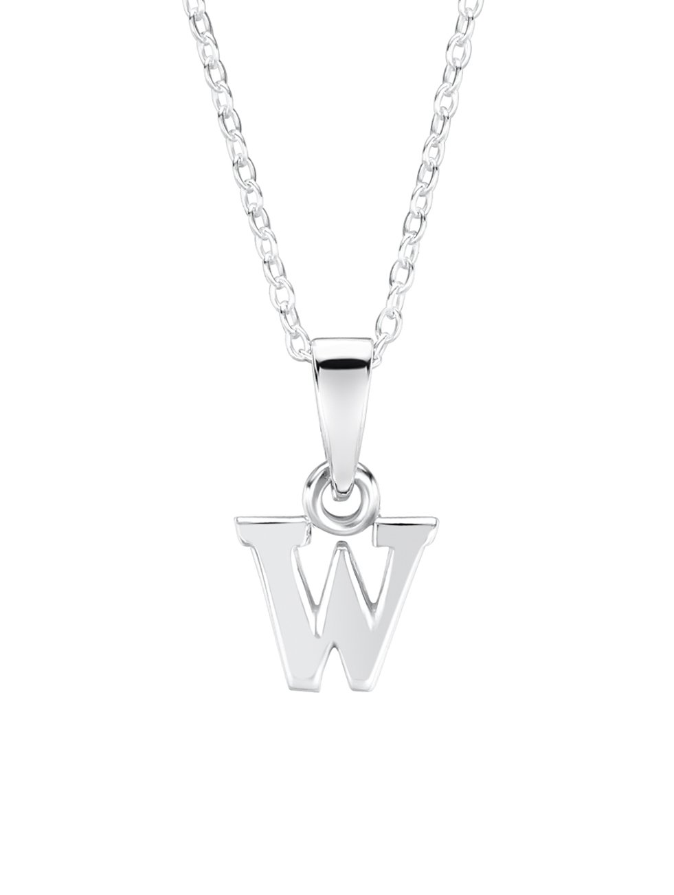 jo for girls sterling silver letter 'W' pendant