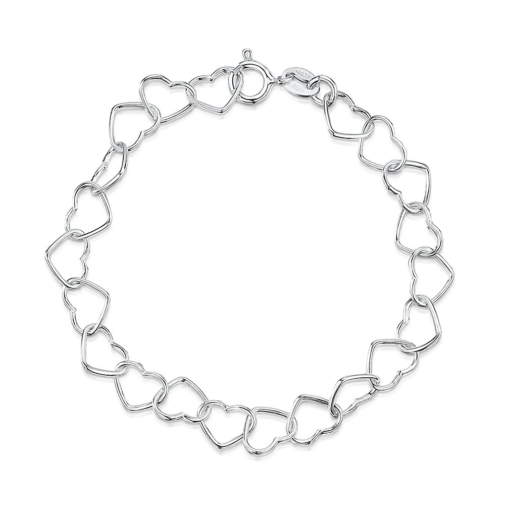 jo for girls sterling silver linking hearts 6"(15cm) jo for girls sterling silver linking hearts 6"(15cm)