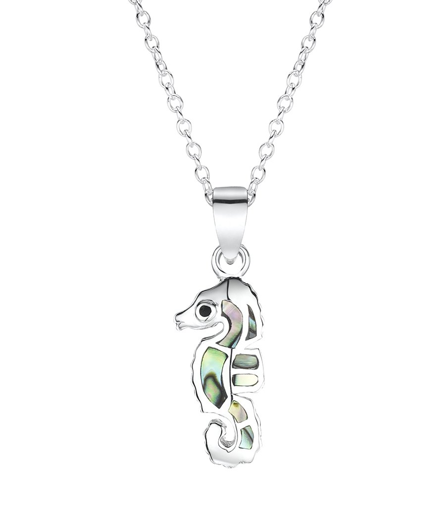 jo for girls sterling silver paua shell seahorse