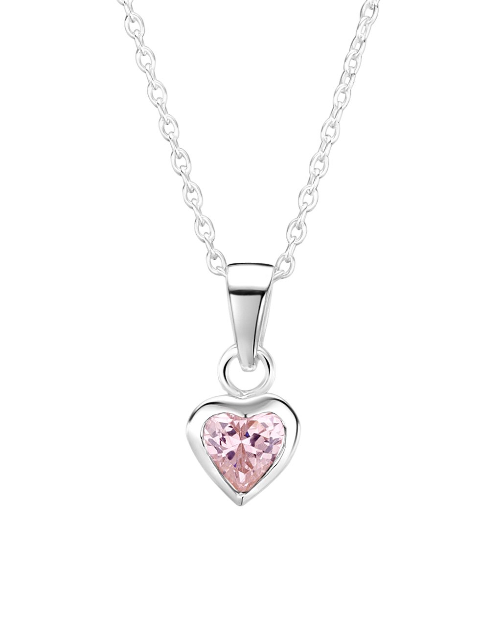 jo for girls sterling silver pink cz heart pendant