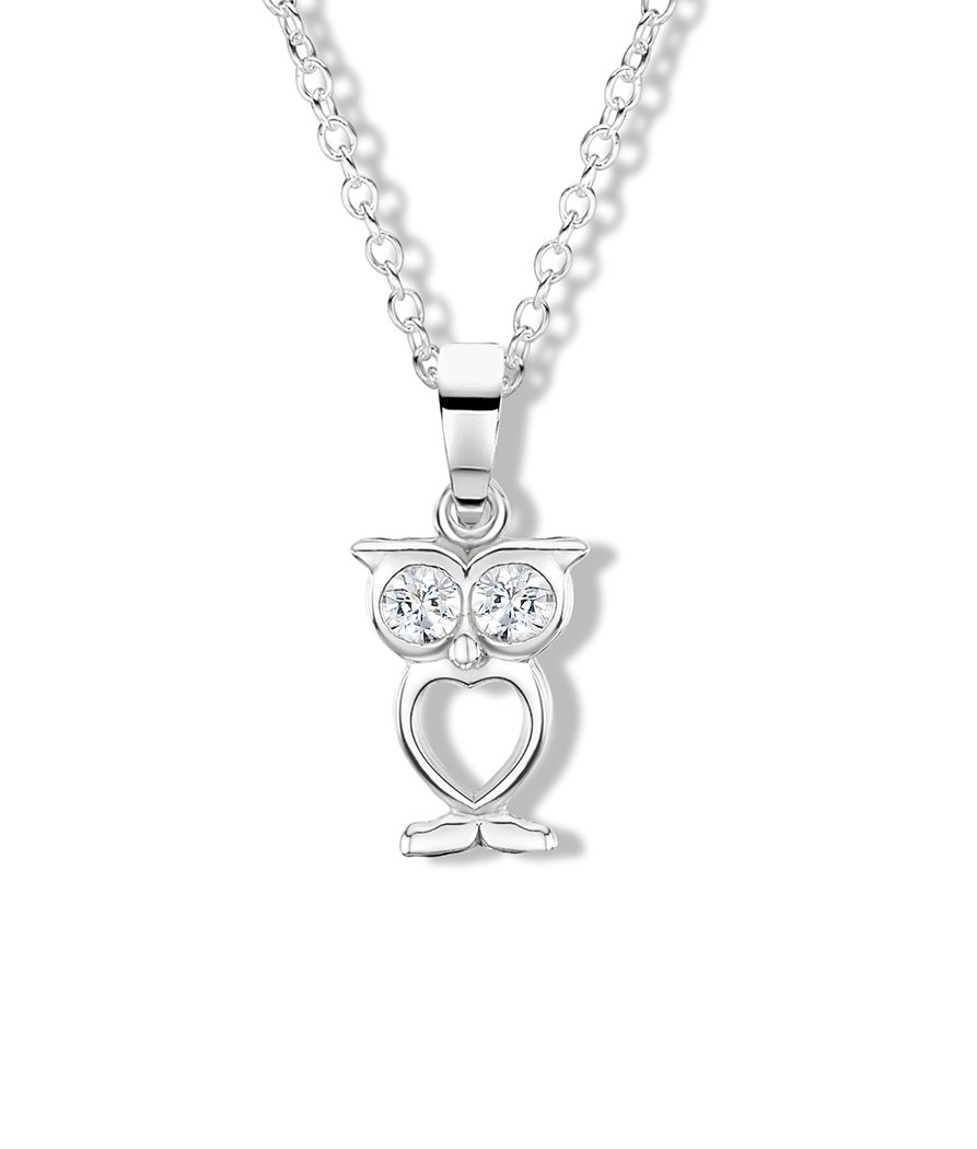 jo for girls sterling silver sparkly owl pendant