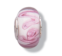 jo for girls white murano glass with pink swirls