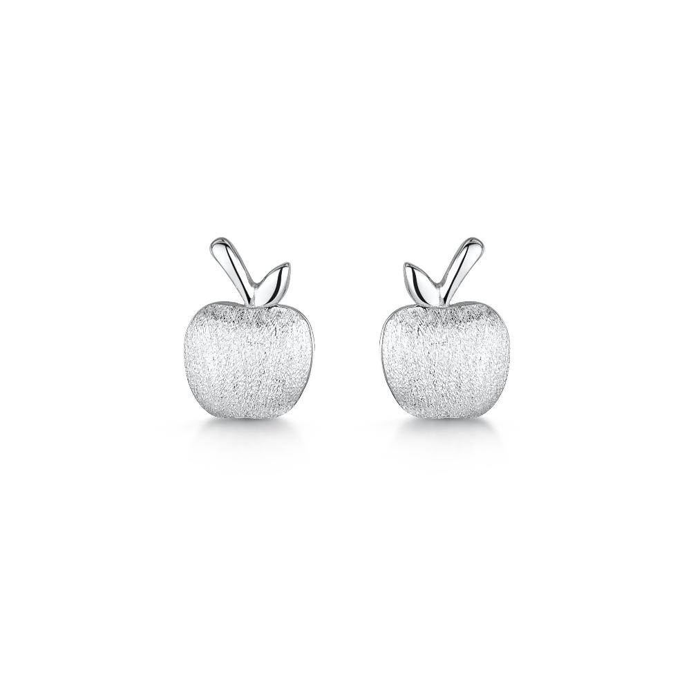 jo for girls Womens Sterling Silver Apple Earrings