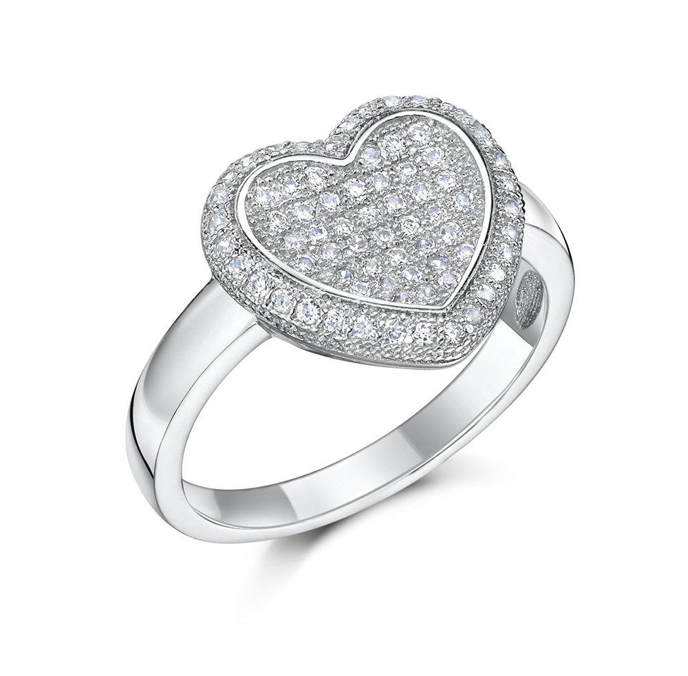 Jo For Girls Microset Cubic Zirconia Heart Ring In Sterling Silver