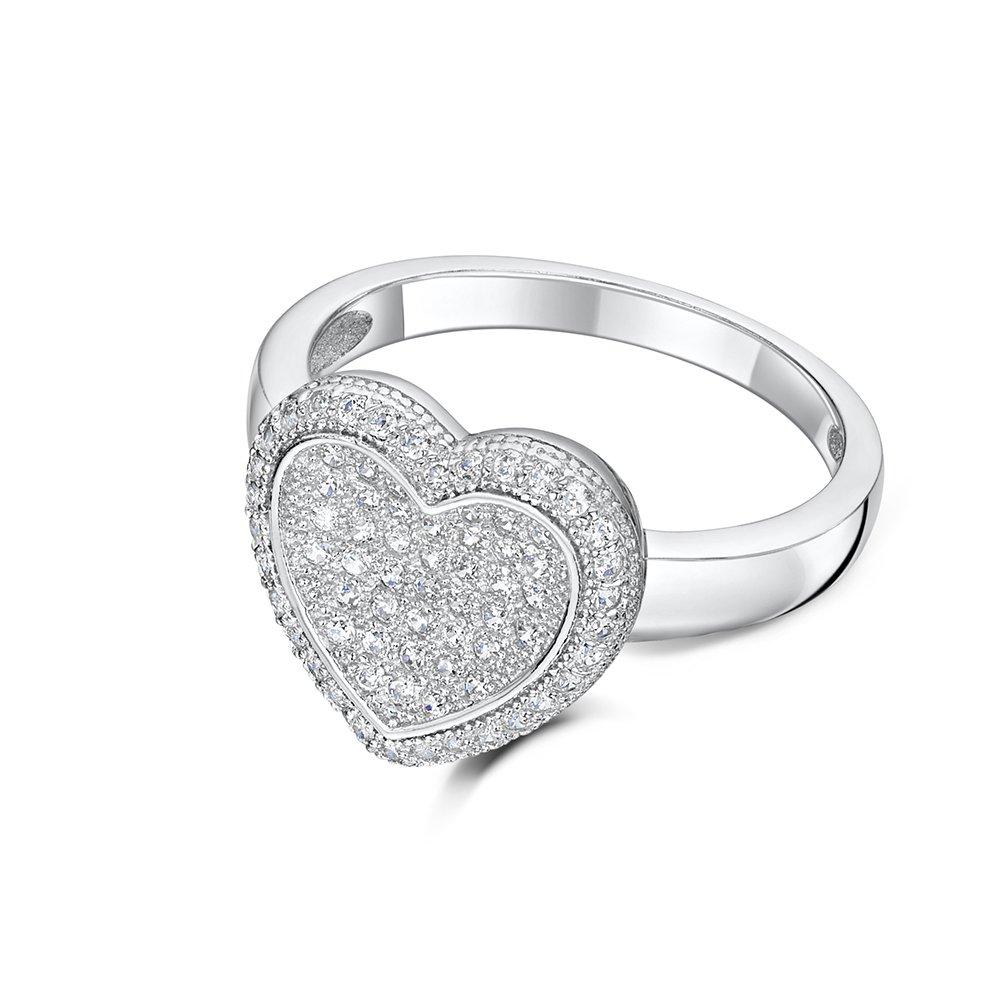 jo for girls microset cubic zirconia heart ring in sterling silver
