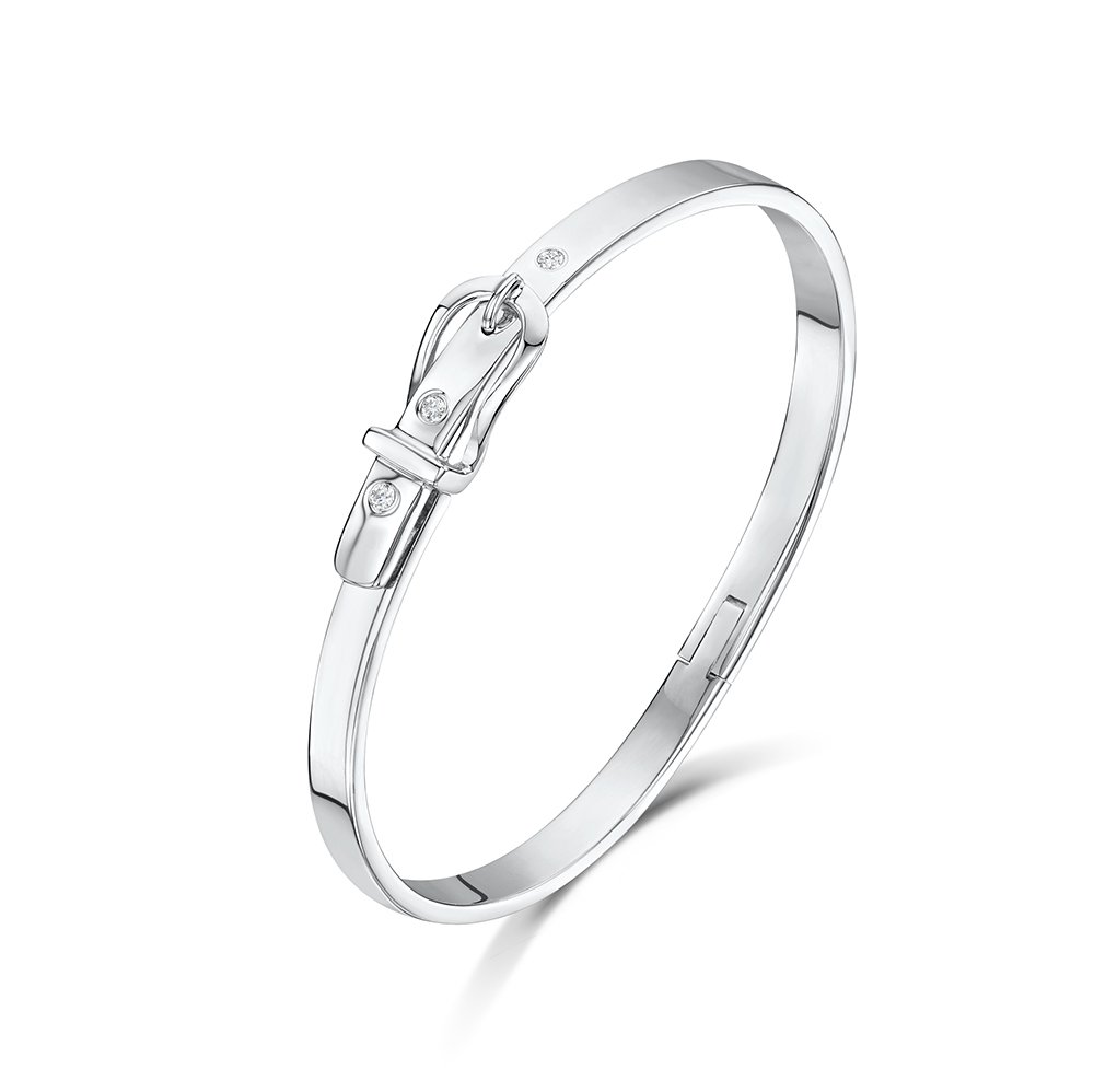 jo for girls women's sterling silver and cubic zirconia belt bangle