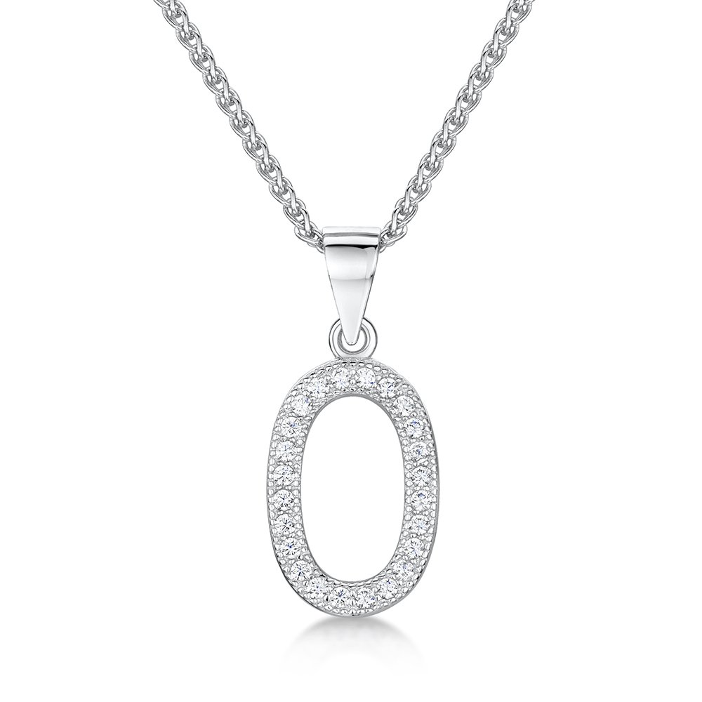 jo for girls Womens Initial 'O' Sterling Silver and Cubic Zirconia Letter Pendant
